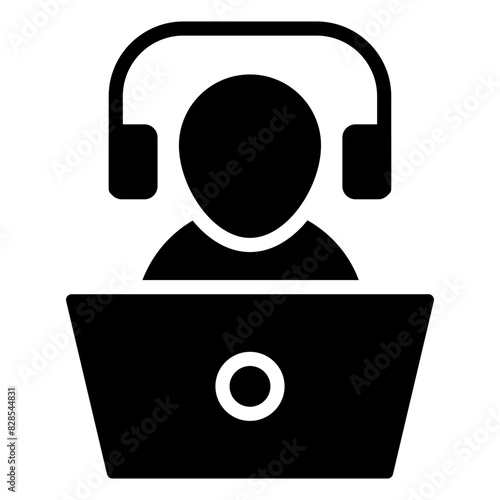 A glyph design icon of help desk

