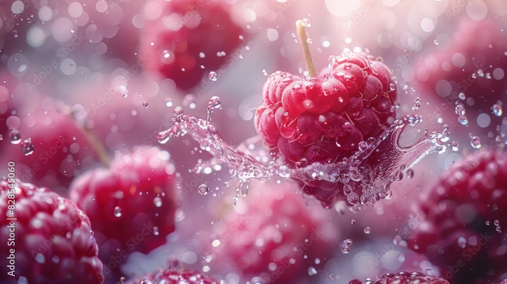 Fresh Raspberries Splashing in Water. Generative ai Fresh Raspberries Splashing in Water. Generative ai