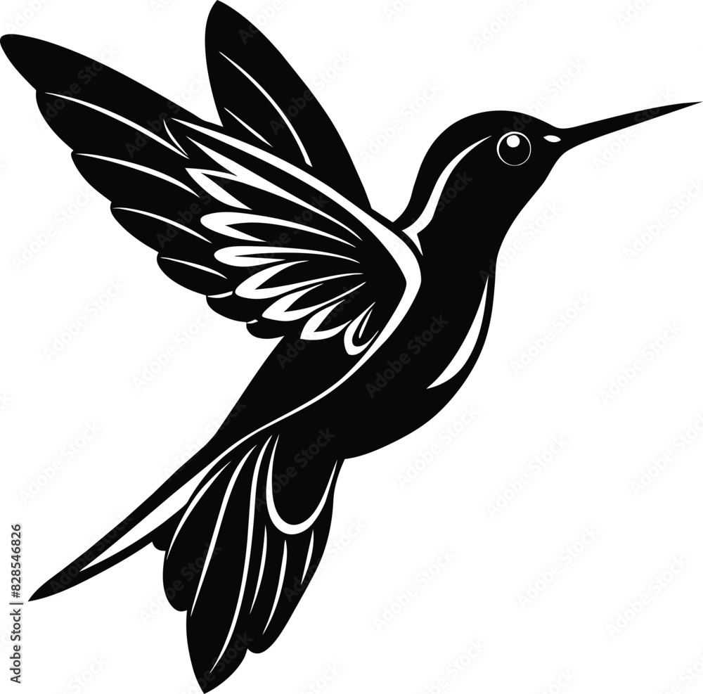 Fototapeta premium Hummingbird Silhouette Vector illustration 