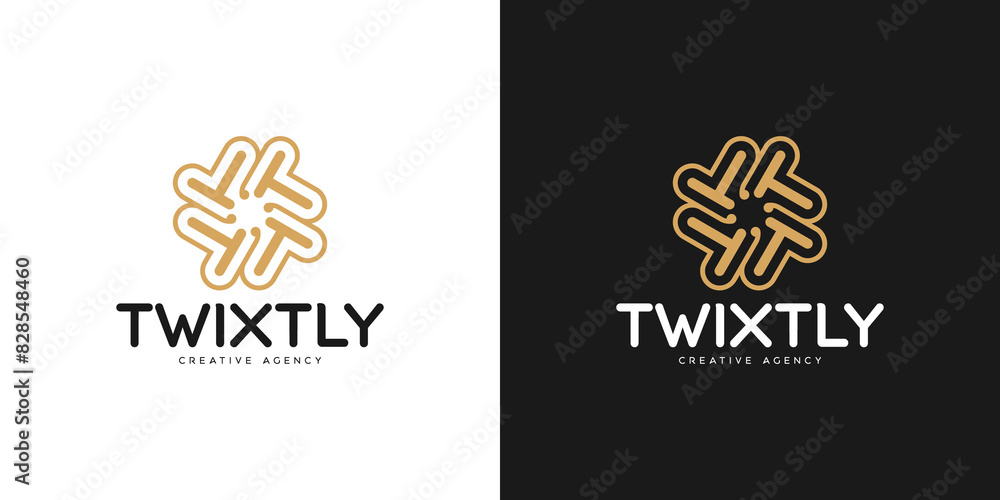 Elegant Rotating T Monogram Logo - Unique Circular Design Featuring 4 Interconnected T Letters in a Symmetrical Round Formation Elegant Rotating T Monogram Logo - Unique Circular Design Featuring 4 Interconnected T Letters in a Symmetrical Round Formation