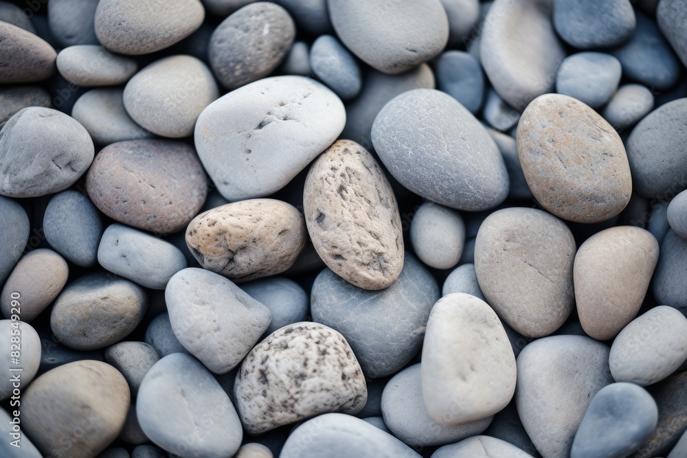 Close-Up Of Smooth Multi-Colored Pebbles In Calm Neutral Tones. Generative AI Close-Up Of Smooth Multi-Colored Pebbles In Calm Neutral Tones. Generative AI