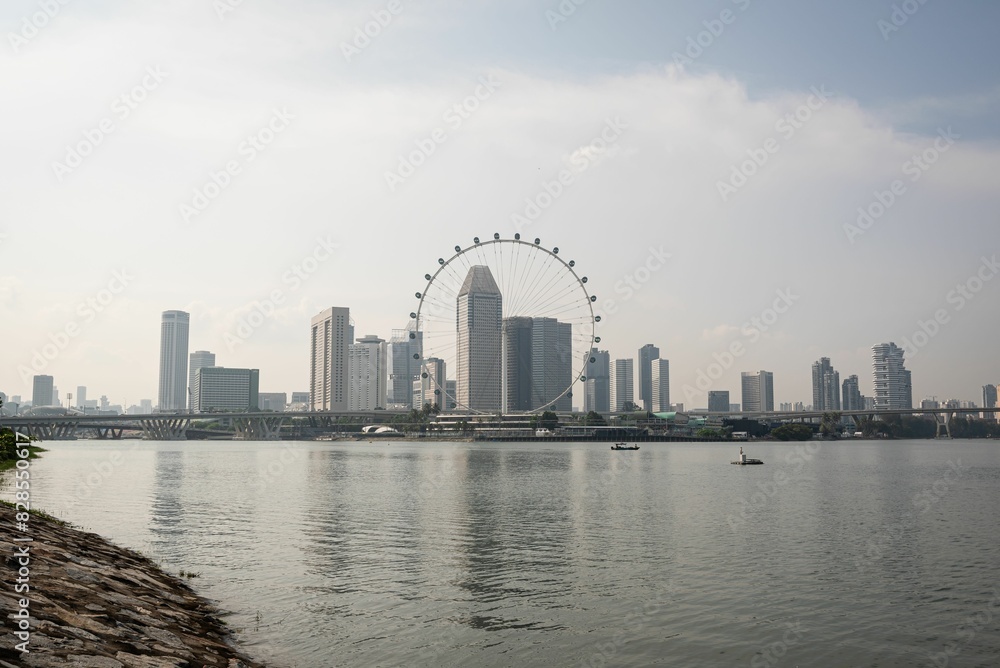 Fototapeta premium Of Singapore cityscape with stunning vA scenic view of the skyline of Singapore.iew