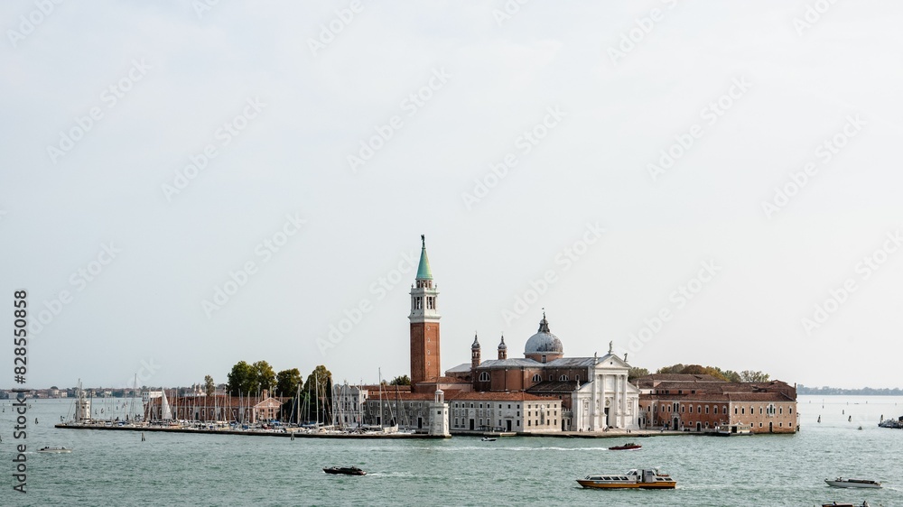 View of San Giorgio Maggiore Island from across the sea in Venice. View of San Giorgio Maggiore Island from across the sea in Venice.