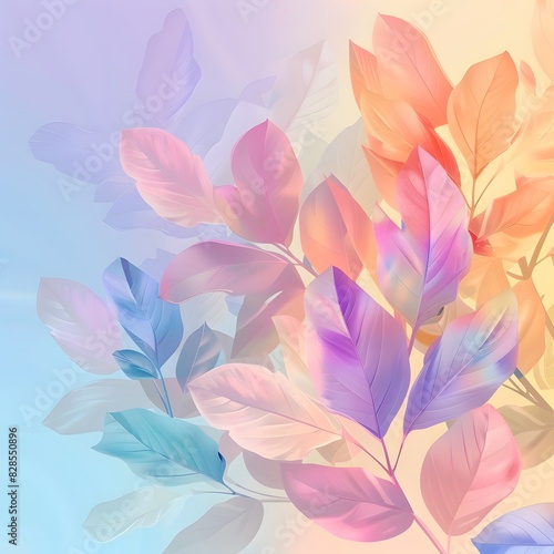 Abstract Pastel Leaves Background - Soft Gradient Foliage Art 