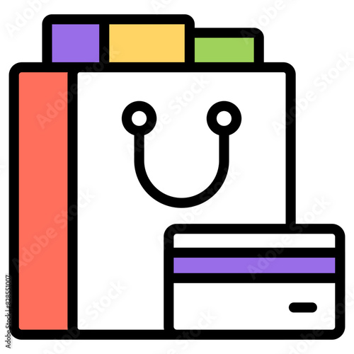 A flat design icon of shopping bag

