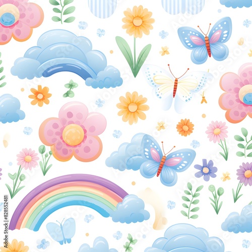 rainbow and butterflies