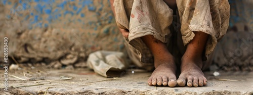 Hunger, poor, poverty. Social inequality, homeless kids crying for help, human rights, donating and charity for underprivileged children in the third world.