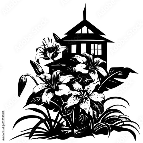 lily silhouette, lily svg, lily png, lily illustration, lily, silhouette flower, floral svg, herb svg, flower illustration, flower, floral, vector, nature, illustration, spring, design, pattern, summe