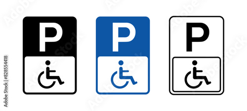 Handicapped parking sign. Disabled parking. Wheelchair vector illustration isolated.