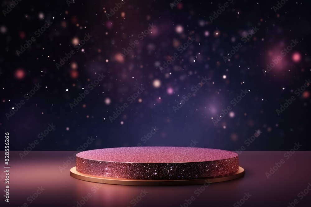 Dramatic showcase platform enveloped in intense pink particles and a dark atmospheric backdrop. Dramatic showcase platform enveloped in intense pink particles and a dark atmospheric backdrop.