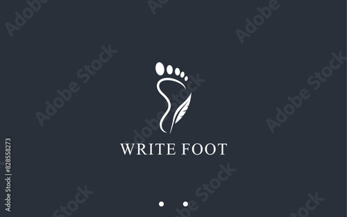 feet with pen logo design vector silhouette illustration
