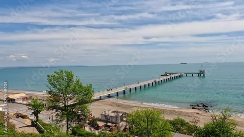 Wallpaper Mural View of Pier of Burgas on the Black Sea Coast as seen from the Sea Garden park in Burgas, Bulgaria Torontodigital.ca