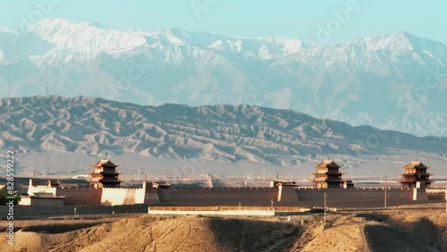 Shot of Jiayuguan Guancheng (fort) is located in the Jiayu pass. photo