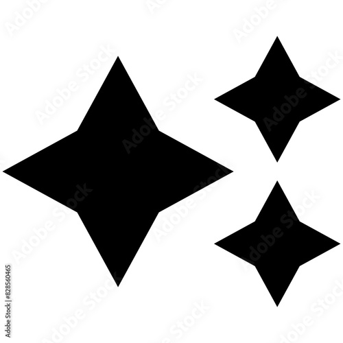 Stars minimalist icon, ai element, ai logo element, y2k, spark, sparkling, four-point stars, Gemini, black vector illustration