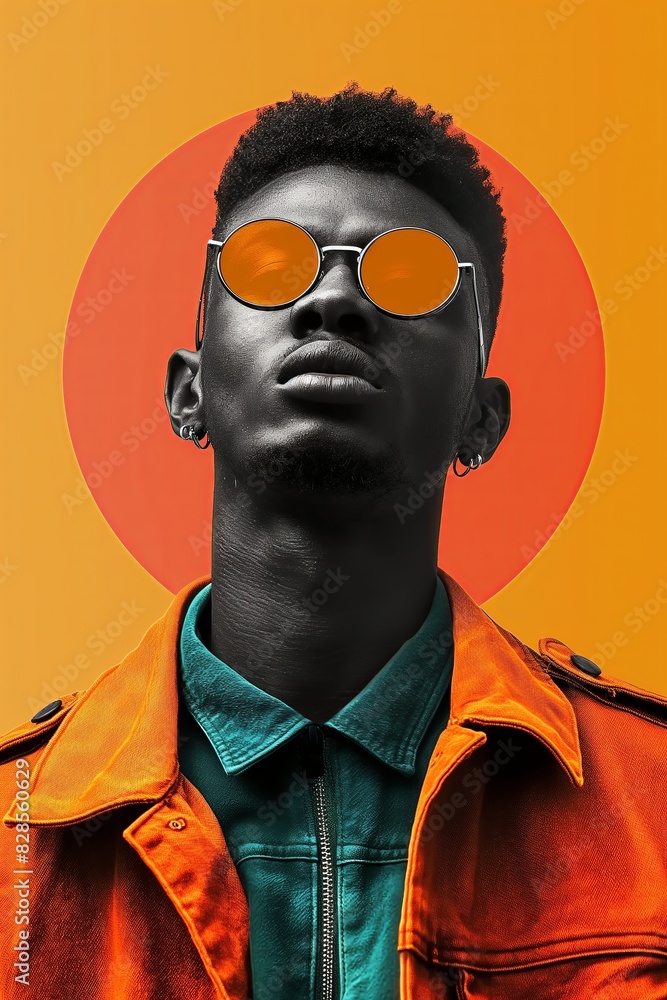 Stylish Man with Orange Sunglasses Portrait Stylish Man with Orange Sunglasses Portrait