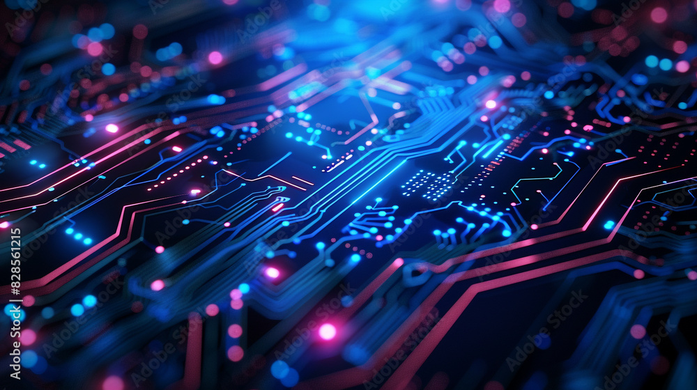 Abstract AI and circuit board with futuristic tech Abstract AI and circuit board with futuristic tech