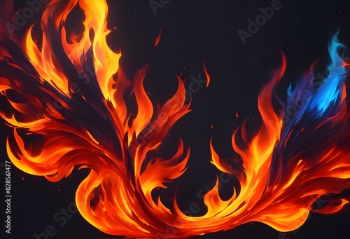 Bright and dynamic fire flames cut out beautiful shining pic