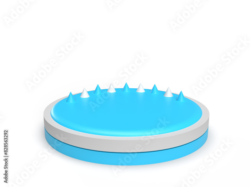 Blue-gray product shooting platform on white background. 3d rendering round platform concept