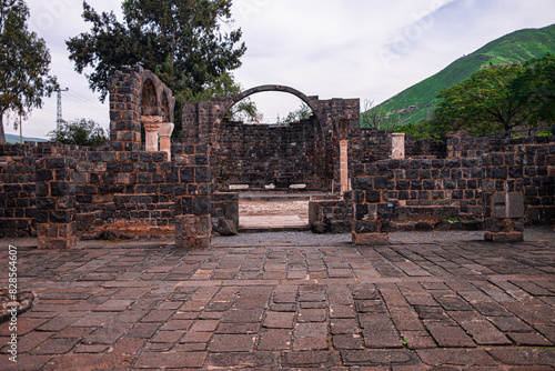 Ruins of Byzantine Monastery at Kursi National Park, Israel photo