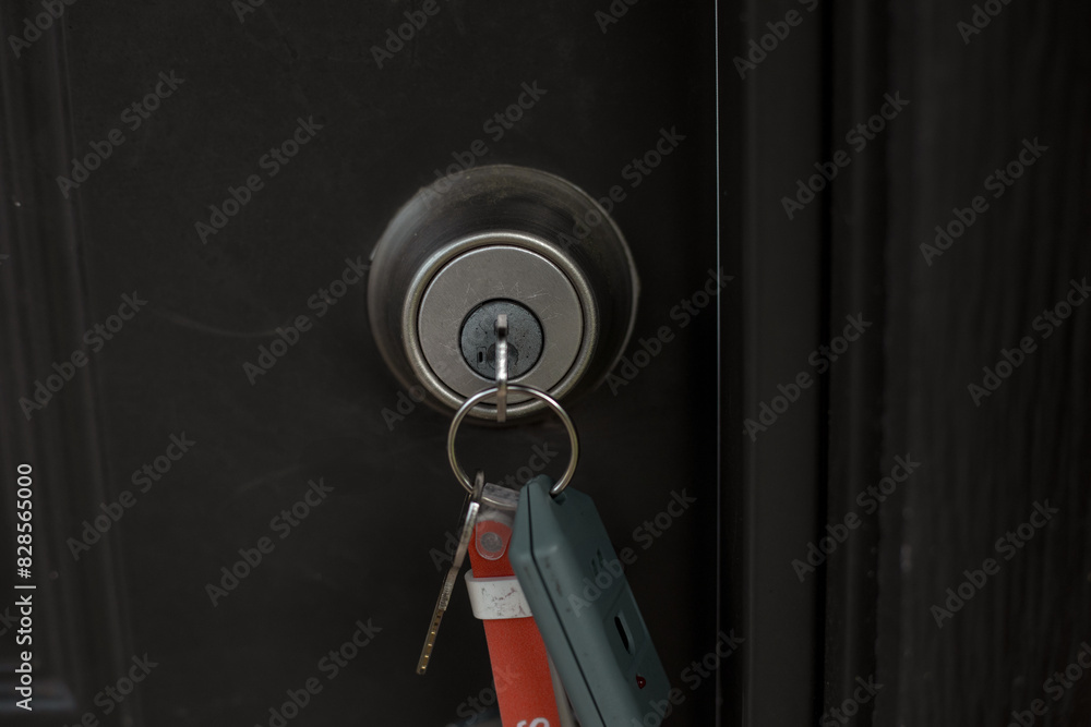 Close-up of keys on a door Close-up of keys on a door