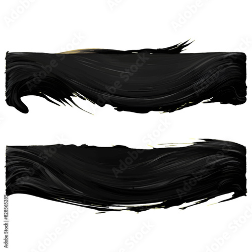 Abstract Black Brush Strokes on a White Background 