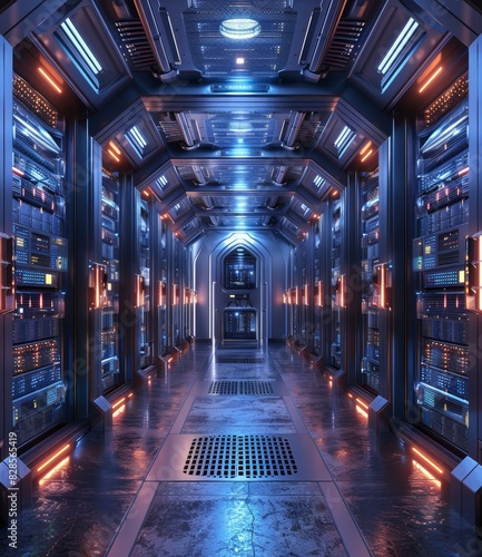 Futuristic Server Room Corridor