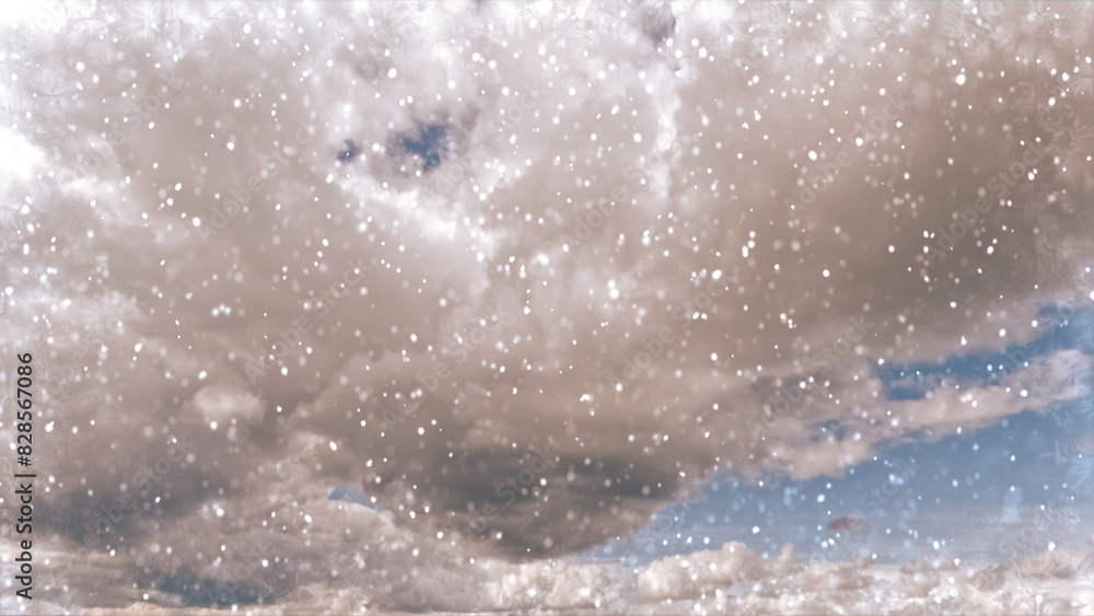 beautiful falling snow on clouds on sky bg - photo of nature beautiful falling snow on clouds on sky bg - photo of nature