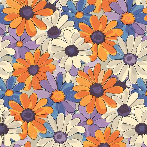 Wallpaper Mural retro floral pattern Torontodigital.ca