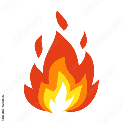 vector illustration and fire symbol. red isolated on white background