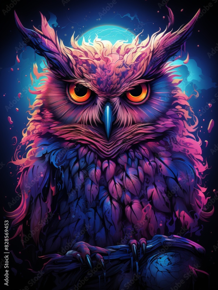 Moonlit Forest, Owl in Black Shirt Moonlit Forest, Owl in Black Shirt
