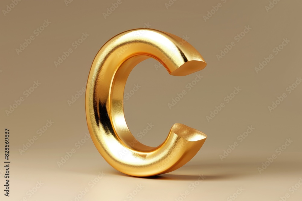 Naklejka premium Golden letter C on a plain surface, ideal for branding and design projects
