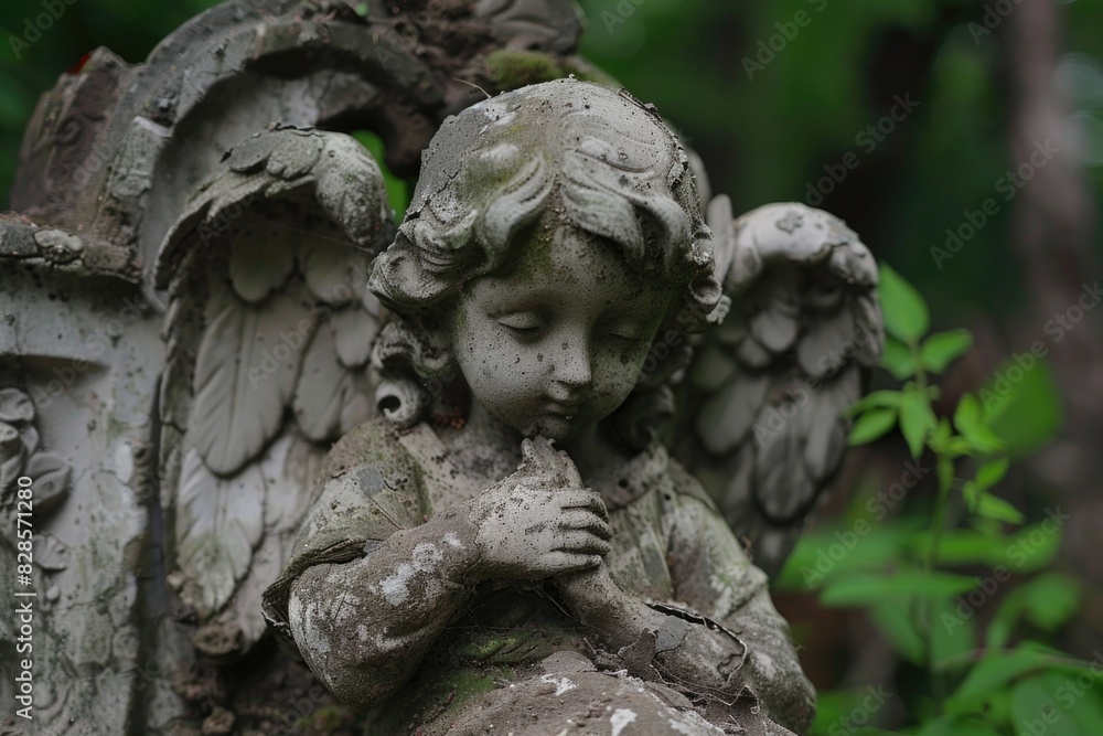A statue of an angel tenderly holding a baby. Suitable for various occasions A statue of an angel tenderly holding a baby. Suitable for various occasions