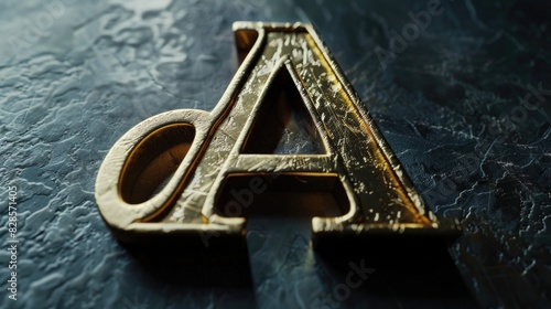 A detailed view of a metal letter on a table. Perfect for business or educational concepts