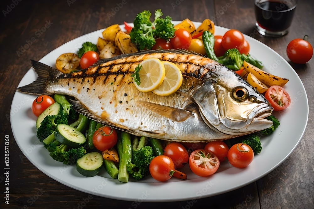 grilled dorado fish with vegetables grilled dorado fish with vegetables