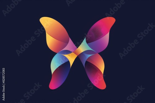 A vibrant butterfly logo against a dark backdrop. Perfect for branding and design projects © Fotograf