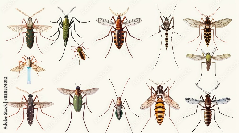Group of insects on a white background, suitable for educational materials Group of insects on a white background, suitable for educational materials