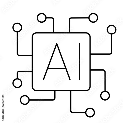 simple linear artificial intelligence icon