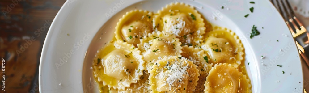 Plate of pasta with cheese and ravioli
Plate of pasta with cheese and ravioli