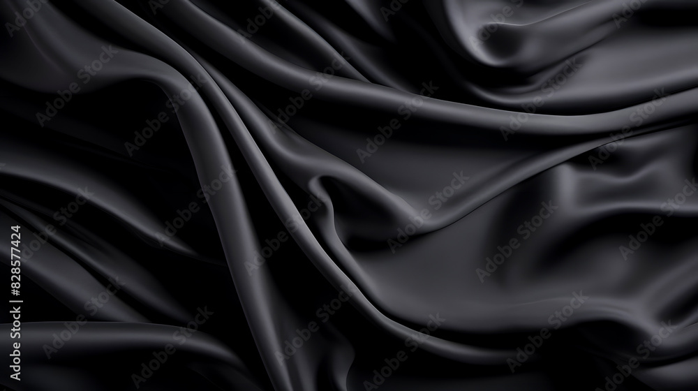 Black silk fabric. A very lightweight viscose fabric with rich drapery and a smooth texture with a subtle matte sheen. background texture, pattern. smooth satin texture, very delicate Black silk fabric. A very lightweight viscose fabric with rich drapery and a smooth texture with a subtle matte sheen. background texture, pattern. smooth satin texture, very delicate
