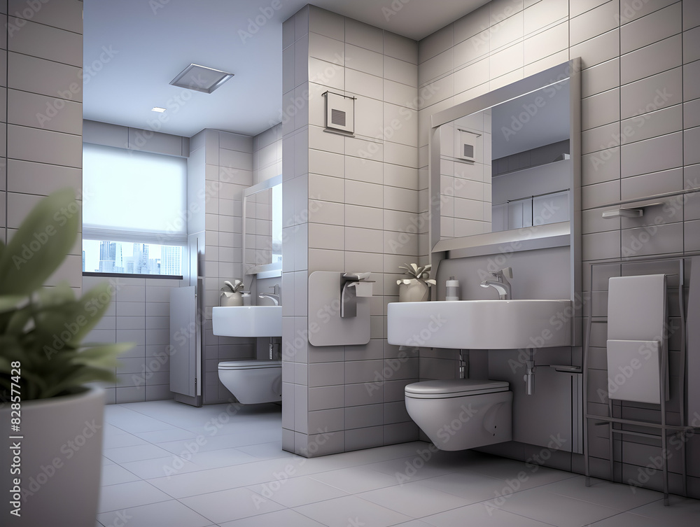 Modern and minimal Bathroom interior design, Modern minimalist bathroom interior, modern bathroom cabinet, white sink, wooden vanity, interior plants, bathroom accessories, bathtub and shower Modern and minimal Bathroom interior design, Modern minimalist bathroom interior, modern bathroom cabinet, white sink, wooden vanity, interior plants, bathroom accessories, bathtub and shower