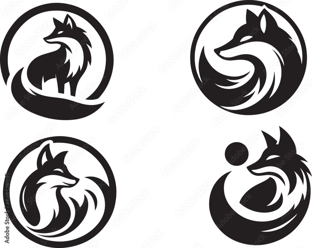 Obraz premium fox logo Silhouette on White Background 