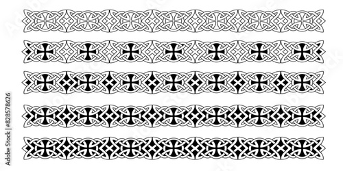 Celtic borders with knotted braid ornaments northern Irish motifs collection