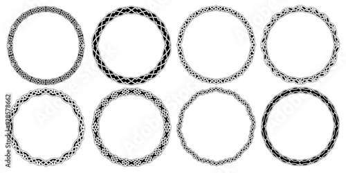 Round Celtic style frames borders,circular magical patterns vector set
