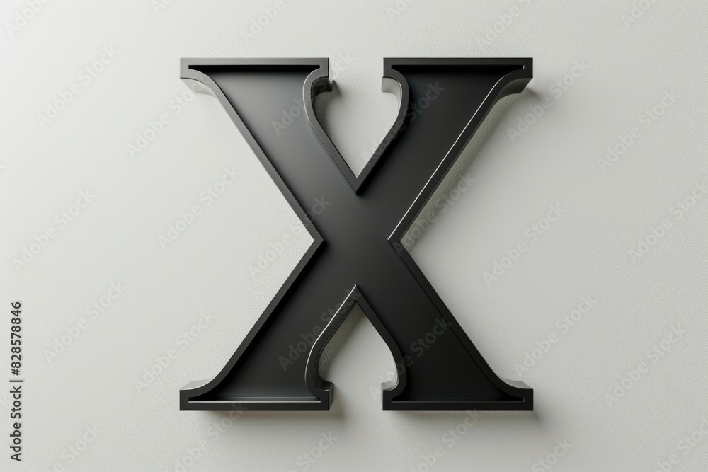 Simple black letter X on a clean white wall. Suitable for educational and graphic design projects Simple black letter X on a clean white wall. Suitable for educational and graphic design projects