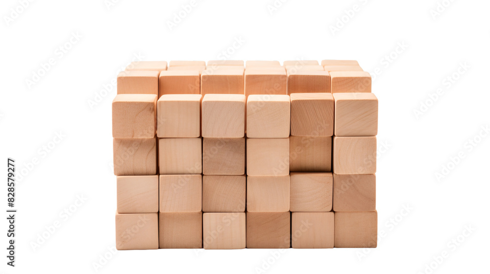 A set of even sized rounded edge wood cubes stacked on an isolated background A set of even sized rounded edge wood cubes stacked on an isolated background