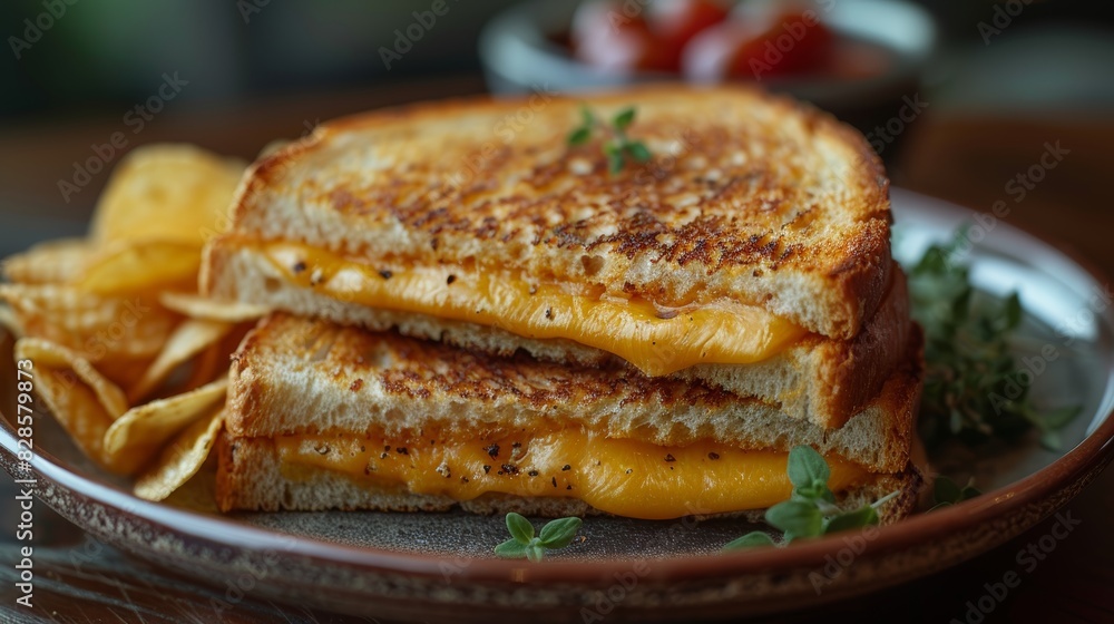 Rustic Lunch Setup with Grilled Cheese and Chips Generative AI Rustic Lunch Setup with Grilled Cheese and Chips Generative AI