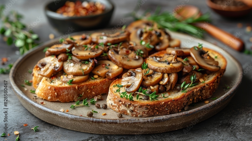 Cozy Breakfast Scene with Mushrooms and Thyme Generative AI Cozy Breakfast Scene with Mushrooms and Thyme Generative AI