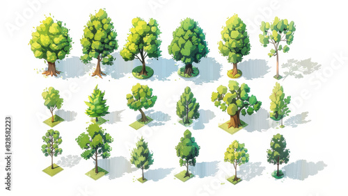 Set of isometric trees in various styles and perspectives © Robert Kneschke
