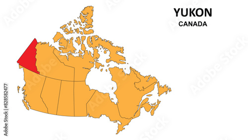 Yukon Map is highlighted on the Canada map with detailed state and region outlines.