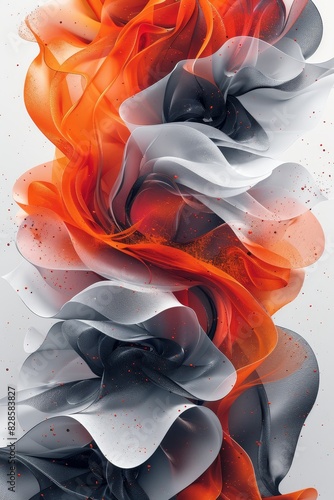 Abstract Painting of Orange and White Flowers